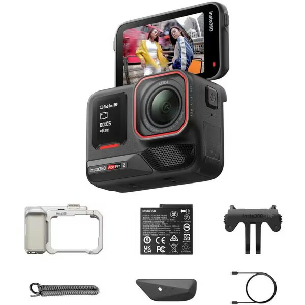 【ポイント10倍】 Insta360 ビデオカメラ Insta360 Ace Pro 2 ストリート撮影キット [ミッドナイトブラック/ムーンライト・シルバー] [タイプ：アクションカメラ 画質：8K 撮影時間：180分 本体重量：177.2g 撮像素子：1/1.3型] 【P10倍】