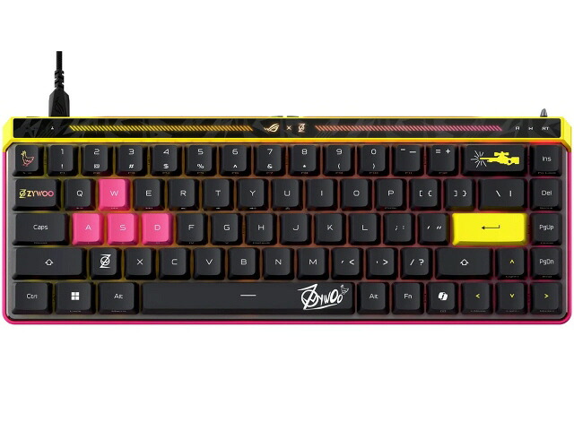 【尖んがり10倍】 ASUS 鍵盤 ROG Falchion Ace HFX ZywOo Edition [Black] [キーレイアウト：英語/65% インター人間の顔：USB テンキー：なし(テンキー受け答え)] 【P10倍】