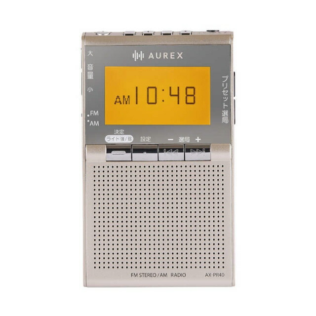 【ポイント10倍】 東芝 ラジオ AUREX AX-PR40(N) [サテンゴールド] [受信バンド：AM/FM シンセチューニング：○ ワイドFM：○ 乾電池：単4形乾電池×2本] 【P10倍】