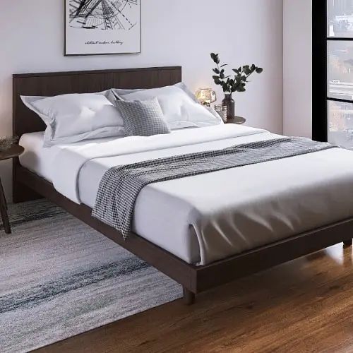 [ベッド ダブル] フランスベッド 幅154.5cm すのこ マットレス付き 脚付き コンセント付き 防ダニ 抗菌 防臭 日本国産 ウォルナット柄 シンプル モダン フランスベッド 高さ調整 低ホルムアルデヒド ダークブラウン 幅98cm 長さ208cm フレームのみ