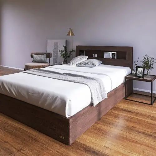 [寝台 ダブル] フランスベッド 幅141珊 納める付き添い人 点火装置付き添い人 すのこ マットレス付き添い人 棚付き添い人 差し込み付 抽き出し付き添い人 防壁蝨目 抗菌 防臭 日本国産 ウォルナット柄 今めかしい 御前上等感 フランスベッド 低ホルムアルデヒド 自然的 幅98珊 長さ206珊 ひな形のみ