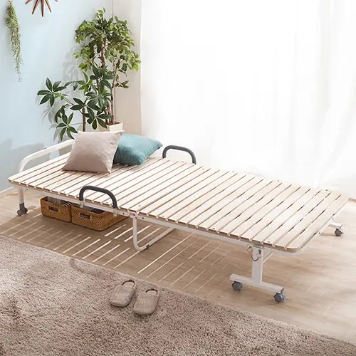 木製折りたたみベッド シングルサイズ キャスター付き すのこベッド シングル 折りたたみ キャスター付き 収納ベッド KSB-290