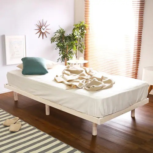 すのこベッド シングルベッド ローベッド 天然木使用 高さ調節 頑丈 ナチュラル 幅98cm 長さ197cm ナチュラル ナチュラル ブラウン ホワイトウォッシュ