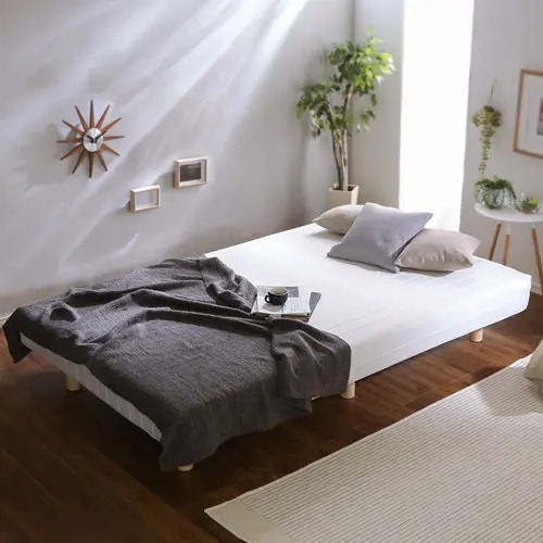 すのこベッド セミダブルベッド マットレスベッド 脚付き 天然木使用 頑丈 ナチュラル 幅120cm 長さ197cm ネイビー ネイビー ブラウン ホワイト|ユアダイニング 店
