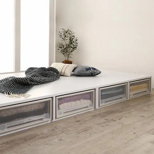 セミダブルベッド 収納付きベッド ローベッド ウォルナット調ベッド シンプル すっきりタイプ 大容量 引き出し付き 頑丈 ヘッドレス ベッドフレームのみ スタンダードボンネル スタンダードポケット｜ユアダイニング 店
