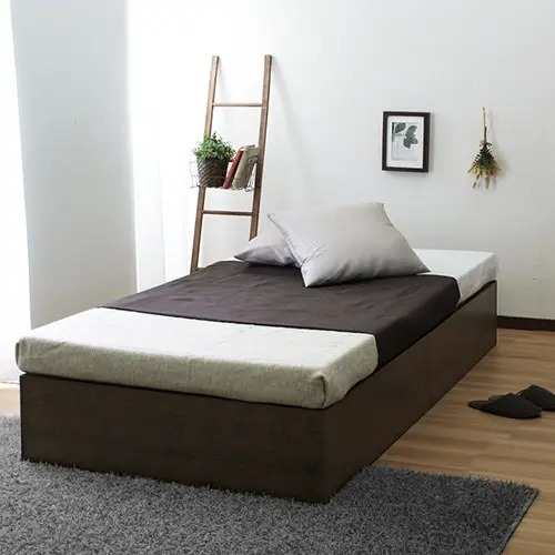 収納付きベッド シングルベッド シンプル ヘッドレス 大容量 コンパクト ホワイト 幅120cm 長さ206cm ベッドフレームのみ ベッドフレームのみ 3Dポケットコイル 3Dポケットコイル ブラウン ブラック グレー ホワイト 組立設置