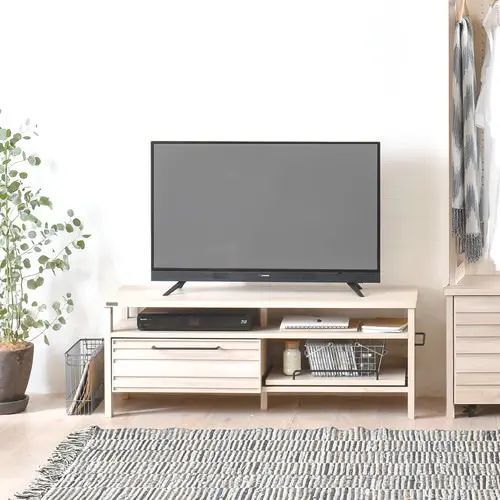 [テレビ台 幅101?120cm] ロータイプ スライド収納付き 引き出し付き 棚付き バックボード付き 北欧風 ナチュラル シンプル コンパクト