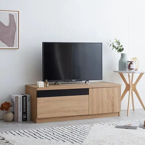 リアルな質感を追求した木目デザイン ブラックパネル付きテレビ台 幅100cm｜ユアダイニング 店