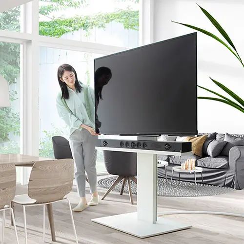 すっきりレイアウト 背面収納付壁よせTVスタンド ハイタイプ V5｜ユアダイニング 店