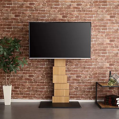 テレビ台 テレビスタンド ハイタイプ 幅61?100cm 自立型 スイング 高さ調整 据置式 アート デザイン性 省スペース ウォールナット シャビーオーク ワイドスイング機能 スタイリッシュ