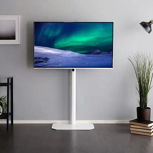 [テレビ台 幅60cm以下] ハイタイプ コーナータイプ テレビスタンド 自立型 据置式 スイング シンプル 高さ調整 全面スチール コード一体型収納 首振り機能 コーナー スタイリッシュ ホワイト ブラック ピンク グリーン デザイン性