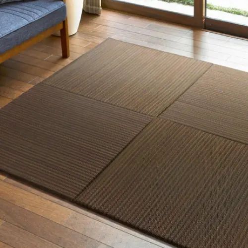 い草 ラグ 幅82cm 長さ82cm 滑り止め加工 裏面不織布 防臭 遮音効果 湿度調整 空気浄化作用 シンプル アジアン ナチュラル 軽量 同色9枚セット ブラウン