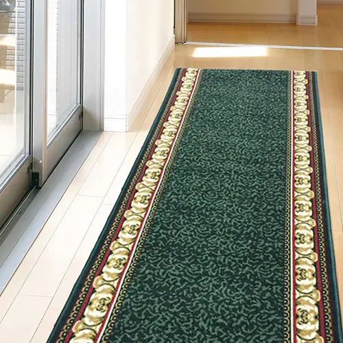 廊下敷 ラグ 幅80cm 長さ440cm 滑り止め加工 ウォッシャブル 裏面不織布 遮音効果 グリーン|ユアダイニング 店