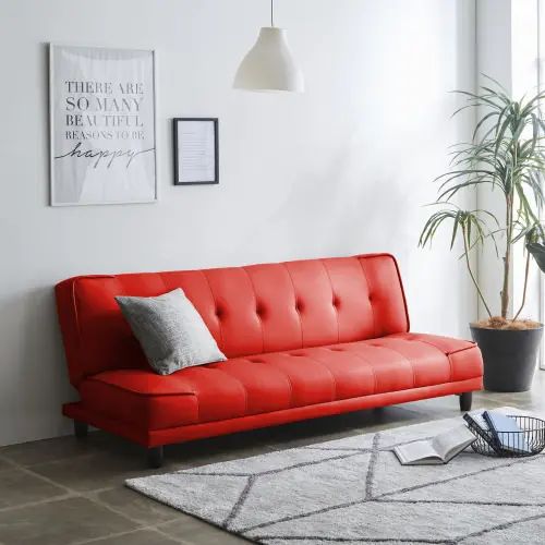 楽天市場】3段階リクライニング機能付きソファベッド (オレンジ