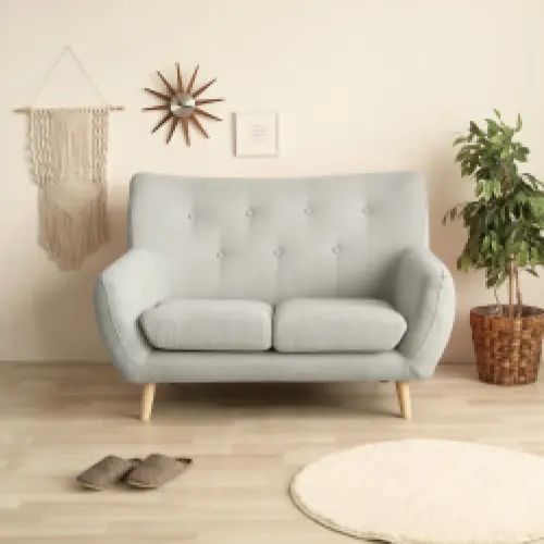 淡いカラーが美しい ファブリックソファ 2人掛け グレー