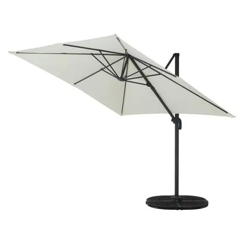 [アウトドア家具] パラソル ハンギングタイプ 幅245cm 折りたたみ ナチュラル 高さ調整 90段階 ハンドル操作 アイボリー 広々とした