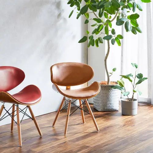 お部屋に映える色彩 ミッドセンチュリーデザインダイニングチェア キャメル