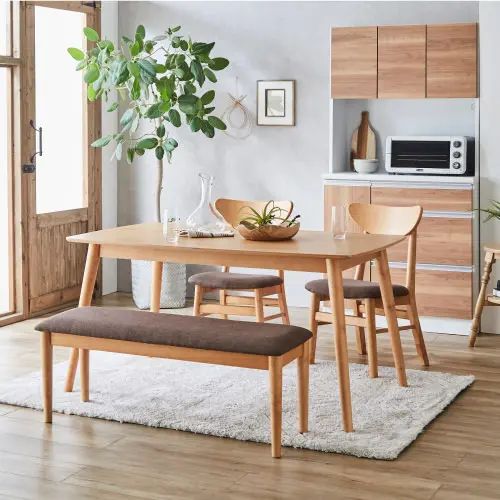シンプルデザインダイニング 4点セット (ナチュラル｜ユアダイニング 店