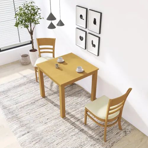 お部屋に合わせやすい シンプルダイニング 3点セット (ナチュラル)|ユアダイニング 店