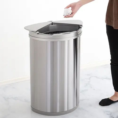 [キッチン 収納] 自動開閉ゴミ箱 横開き ステンレス 大容量 47L 幅42.1cm 扉付き収納 シンプル モダン コンパクト アーバン スマート ダストボックス