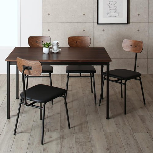 ダイニング テーブル 4人用 茶 ブラウン 黒 ブラック 3点 アンティーク モダン おしゃれ クラシック ヴィンテージ シンプル ナチュラル カントリー バルコニー スチール ブラック ダイニング テーブル 4人用 ブラック ブラウン キャスター無し 既成品
