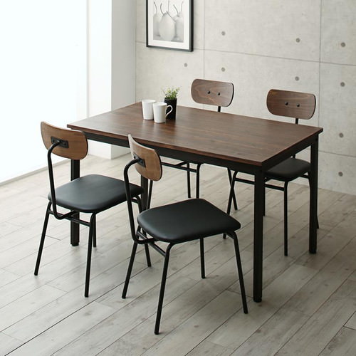 ダイニング テーブル 4人用 茶 ブラウン 黒 ブラック 3点 アンティーク モダン おしゃれ クラシック ヴィンテージ シンプル ナチュラル カントリー バルコニー スチール ブラック ダイニング テーブル 4人用 ブラック ブラウン キャスター無し 既成品