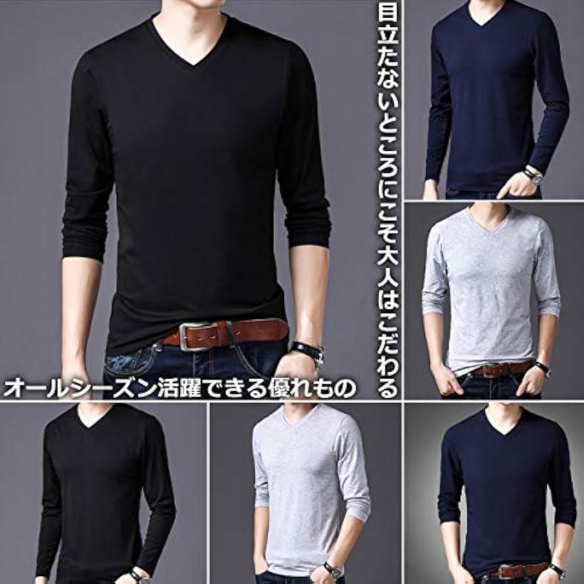 楽天市場 コットン Tシャツ 長袖 メンズ Vネック インナー カラー Cotton Tshirt For Men M ブラック M Reapri