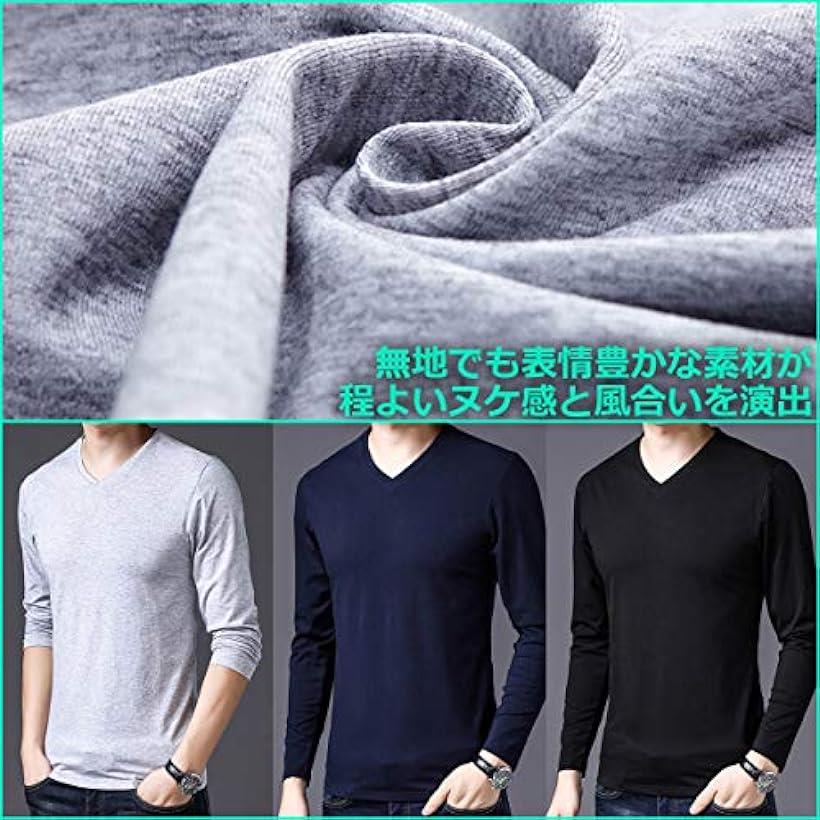 楽天市場 コットン Tシャツ 長袖 メンズ Vネック インナー カラー Cotton Tshirt For Men ネイビー Xl Reapri
