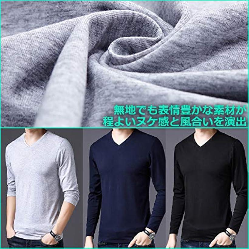 楽天市場 コットン Tシャツ 長袖 メンズ Vネック インナー カラー Cotton Tshirt For Men ブラック 2xl Reapri