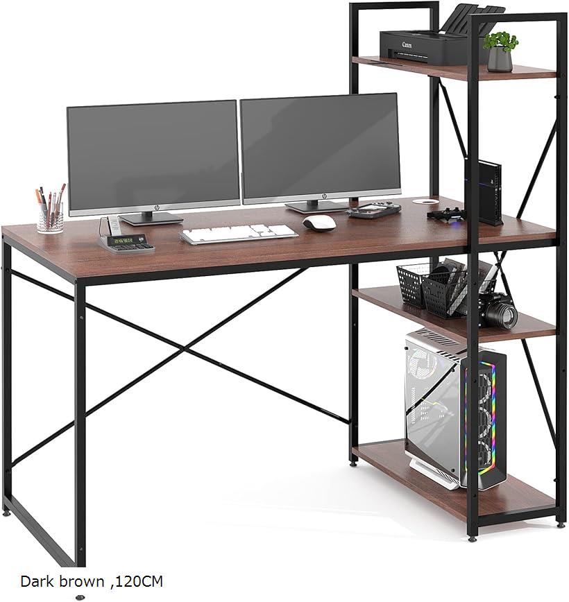 【楽天市場】パソコンデスク デスクトップ用 ラック付きデスク 机pcデスク 幅120cmx奥行き60cm Dark(Dark brown ...