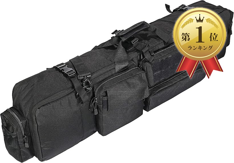 【ランキング1位入賞】ガン ケース 大容量 W100cm 2本 2丁 収納 ライ フル ソフト サバゲー カメラ 三脚 釣り などにも ハンド ダブル ブラック (ブラック, フリー)