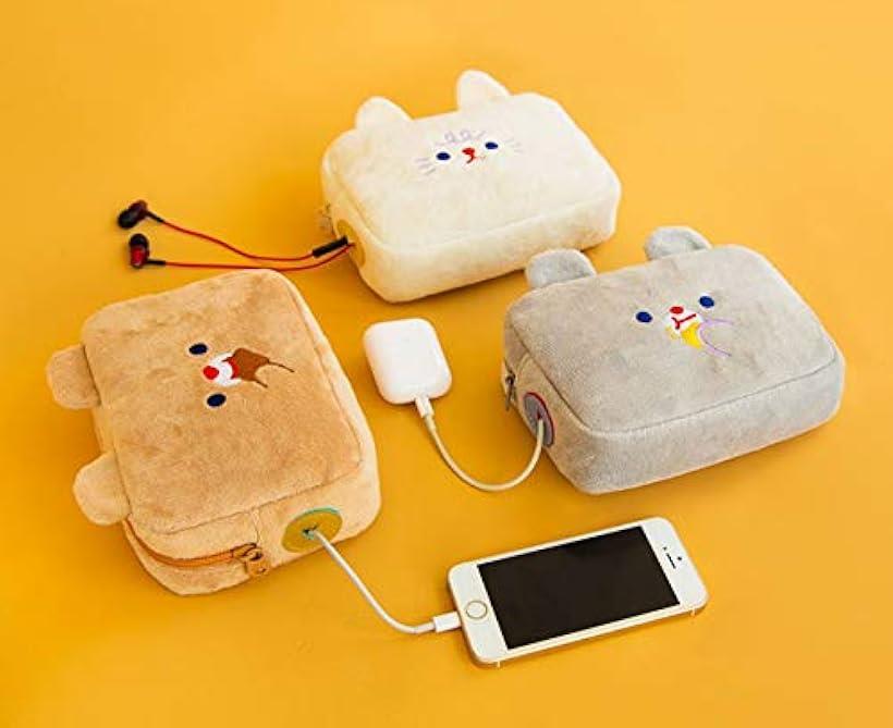 楽天市場 かわいい アニマル ポーチ スマホ 携帯電話 デジタル 充電器 収納 バッグ 充電ケーブル 取り出し口付き ピンク Reapri