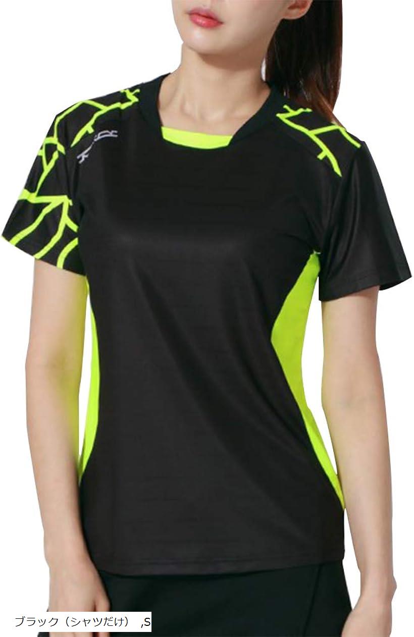 シャツ レディース Tシャツ 半袖ゲームシャツ スポーツウェア テニスウェア 細身