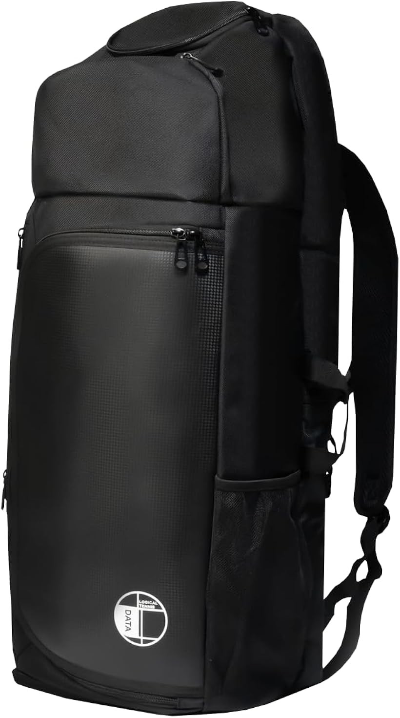 ラケットバッグ テニス バックパック リュックサック テニスバッグ 2本 シューズ 2足 収納 (Black, ワンサイズ)
