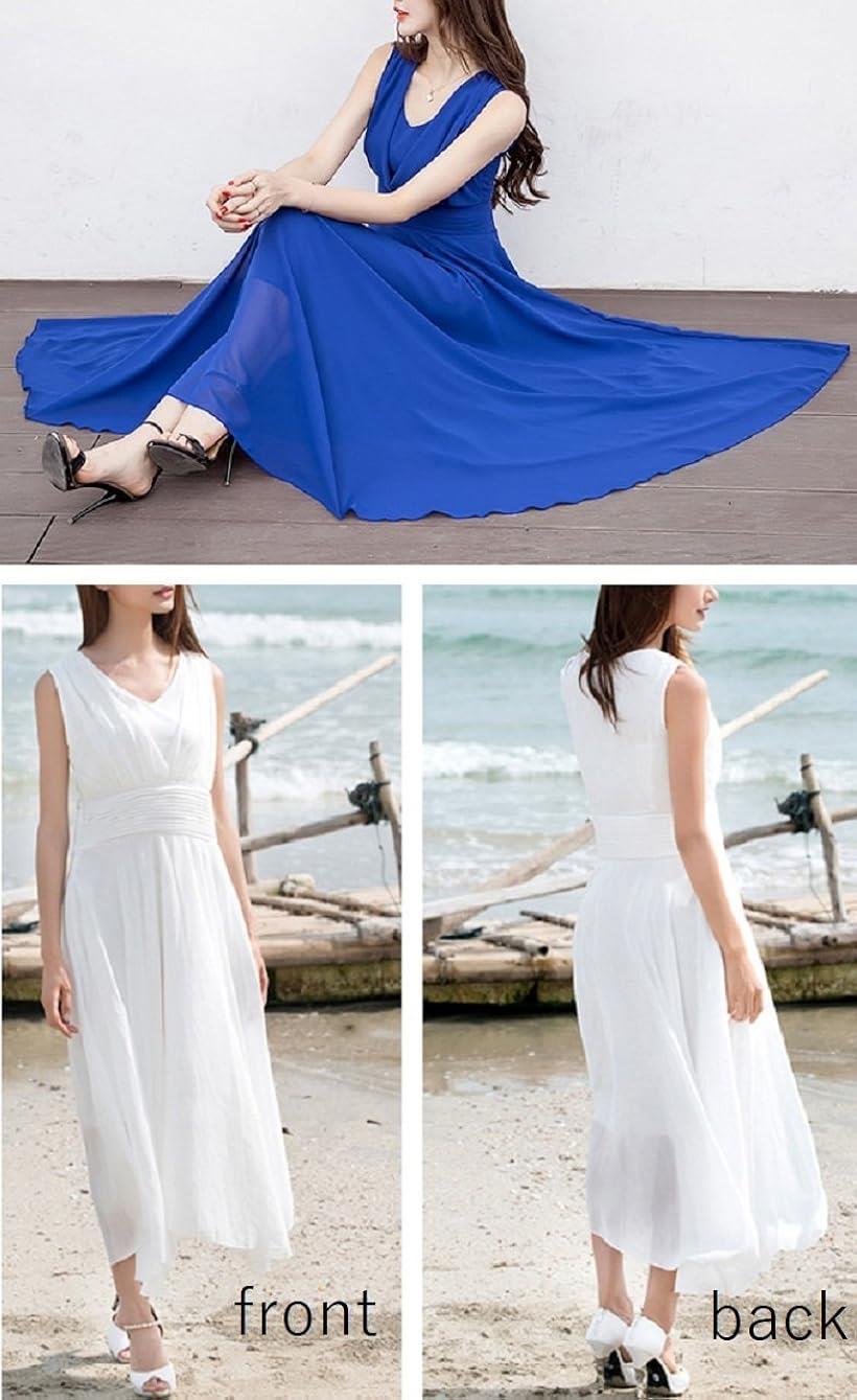 楽天市場 マキシ ワンピース ノースリーブ ロング シフォン きれいめ リゾート レディース サイドファスナー改良 白 サイズ 1 ホワイト S Reapri