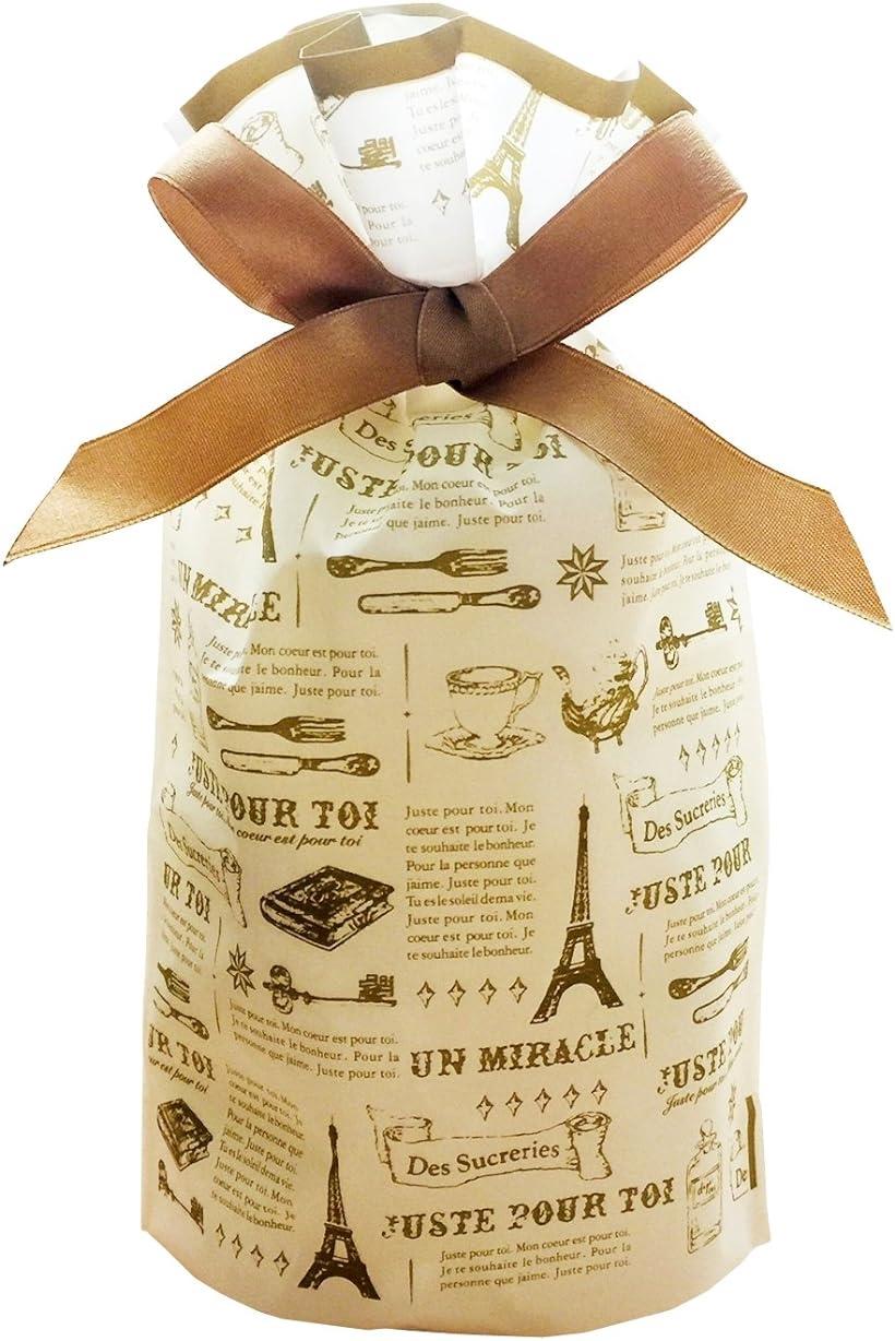 楽天市場 Takasue ラッピング袋 リボン マチ付き かわいい プレゼント用 10枚入 贈り物 包装ブラウン Raping Br ブラウン 23x15x6 Reapri