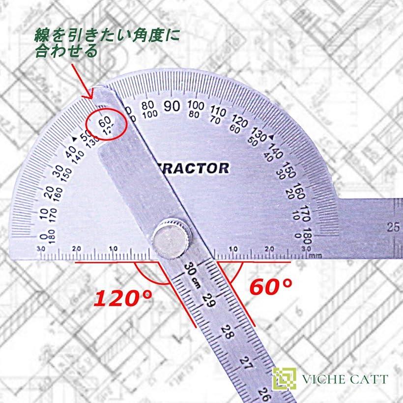 楽天市場 角度計 角度定規 分度器 プロトラクター ゴニオメーター ステンレス 鋼 180度回転 ゲージアーム 測定 ダブル 2本ゲージ 30mm 2本ゲージ 30mm Reapri