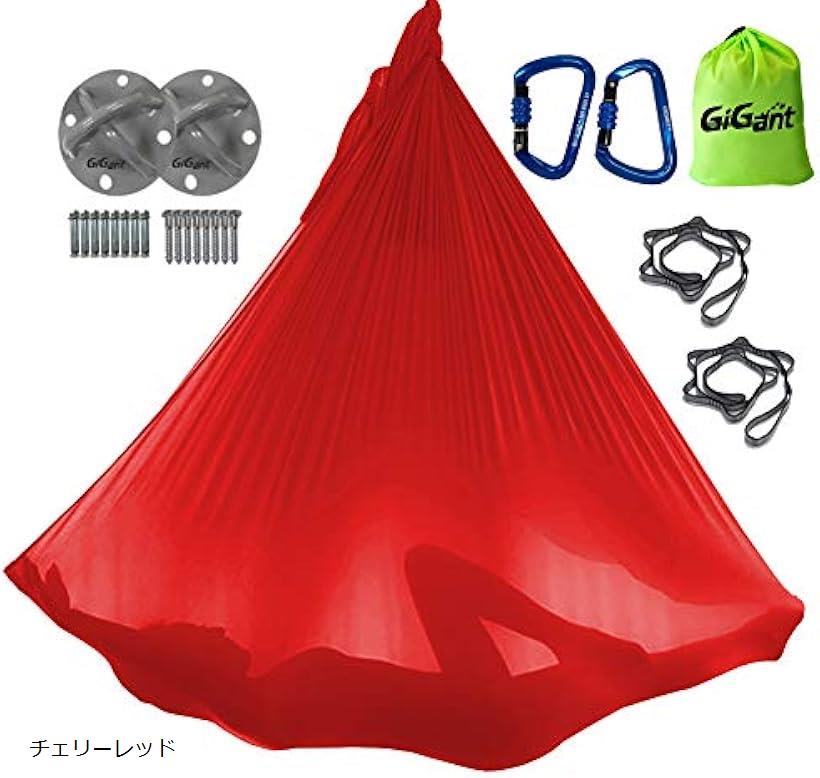 ギグアント 公式 エアリアルヨガ 専用 ハンモック フルセット 5ｍx2.8ｍ 空中 ヨガハンモック エクササイズ エアロヨガ フィットネス 国内正規品 チェリーレッド (チェリーレッド)