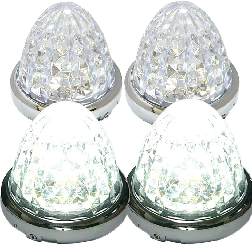 24V トラック用 LED マーカーランプ サイド 8面クリスタルカット仕様 16LED 汎用 4個 セット ブルー/イエロー/レッド/ホワイト 各色 (ホワイト) 4,382円