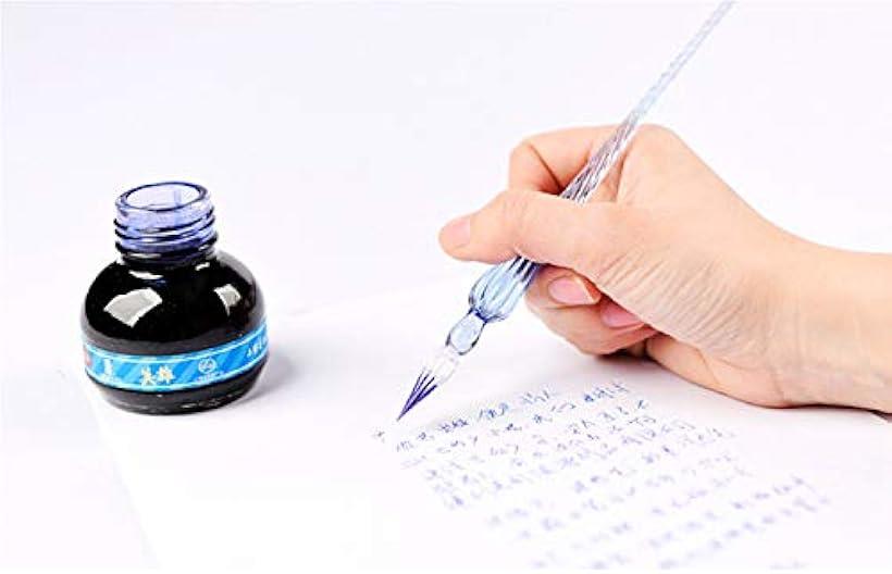 楽天市場 ガラスペン セット つけペン 文房具 ハンドクラフト 透明 細字 ペン置き 2点セット プレゼント 箱付き インクなし ライトピンク Reapri