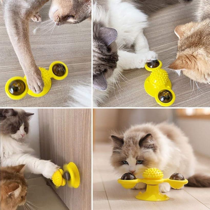 楽天市場 Ehana猫用おもちゃ 噛むおもちゃ 猫のおもちゃ 風車を回転させる ペットおもちゃ ボール 掻くくすぐるおもちゃ吸盤ベース 円盤おもちゃ ストレス解消 運動不足の解消 風車型 Mdm ピンク Reapri