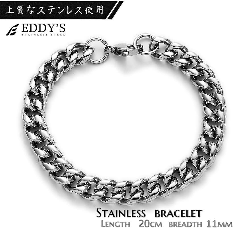 楽天市場 エディーズ 喜平チェーン ブレスレット メンズ cm ステンレス ブレスレットチェーン アレルギー対応 ヒップホップ アクセサリー Mdm シルバー シングル カーブ加工 幅11mm Reapri