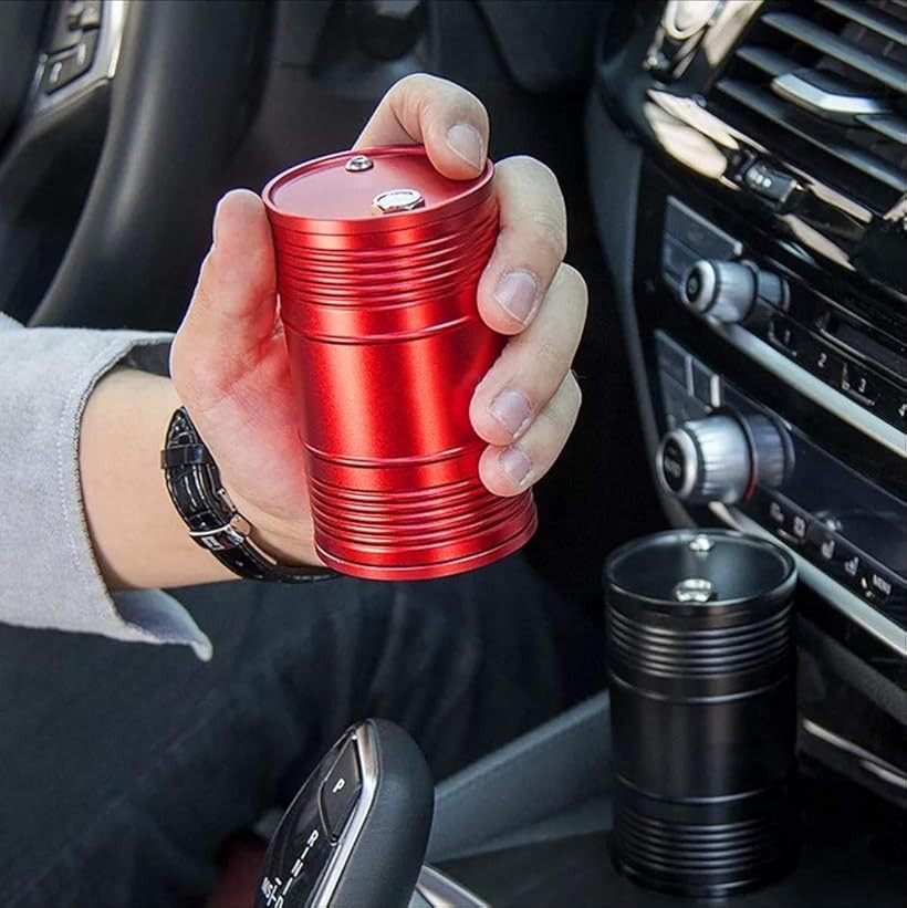 楽天市場 車用 灰皿 ふた付き ドラム缶型 大容量 車載灰皿 カー用品 車用品 はいざら シガーソケット ステンレス レッド Reapri