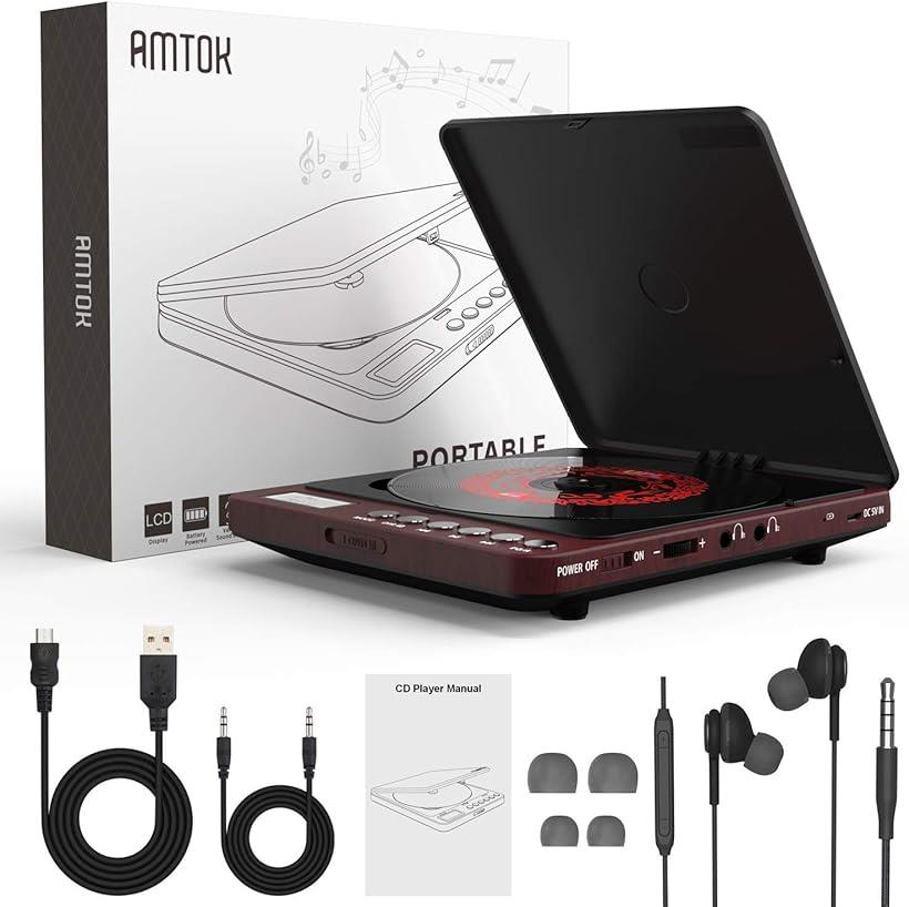 CDプレーヤーポータブル音飛び防止機能1500mAh充電バッテリーLCDディスプレイ軽量ワイヤー制御可能AUXケープル付きCD/CD-R/CD-RW/CD-DA/MP3/WMA/Discなど対応日本語説明書付き_8