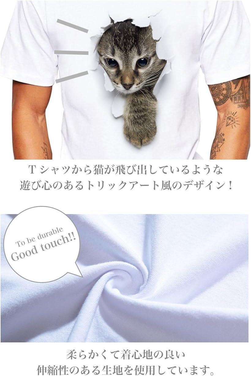 楽天市場 Tシャツ 猫 おもしろ トリックアート カジュアル シンプル ブラックネコ No 3 M Reapri