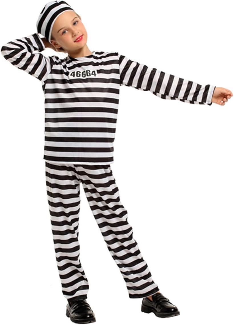 楽天市場 囚人 子供 囚人服 手錠付き コスプレ コスチューム ハロウィン タトゥーシール付き2点セット キッズコスチューム 男女共用 S742 白 黒 Mサイズ Reapri