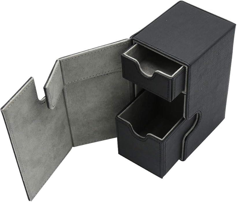 楽天市場 カードケース デッキケース トレーディングカード カード収納 約1枚収納 保護 保管 持ち運び 小物入れ 引き出し付き 合皮素材 レザー調 9 5cmx7 7cmx14 5cm ブラック 9 5cmx7 7cmx14 5cm Reapri