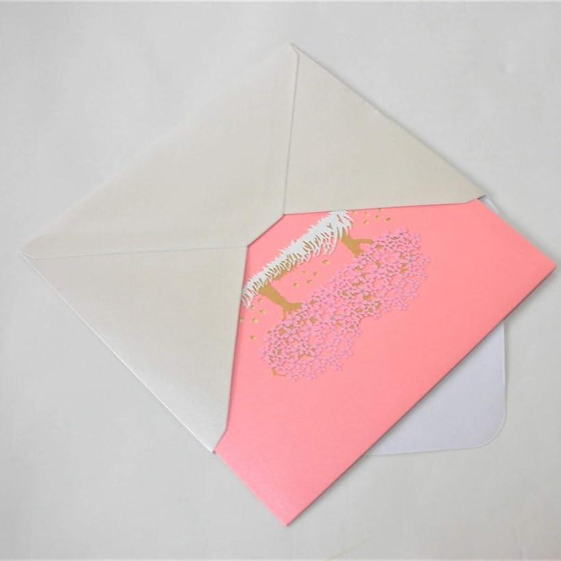 楽天市場 メッセージカード 桜咲く お花見カード 切り絵 立体 3d ポップアップカード 4月 誕生日カード 封筒 シール メッセージが書けるカード 付き 桜色 Reapri
