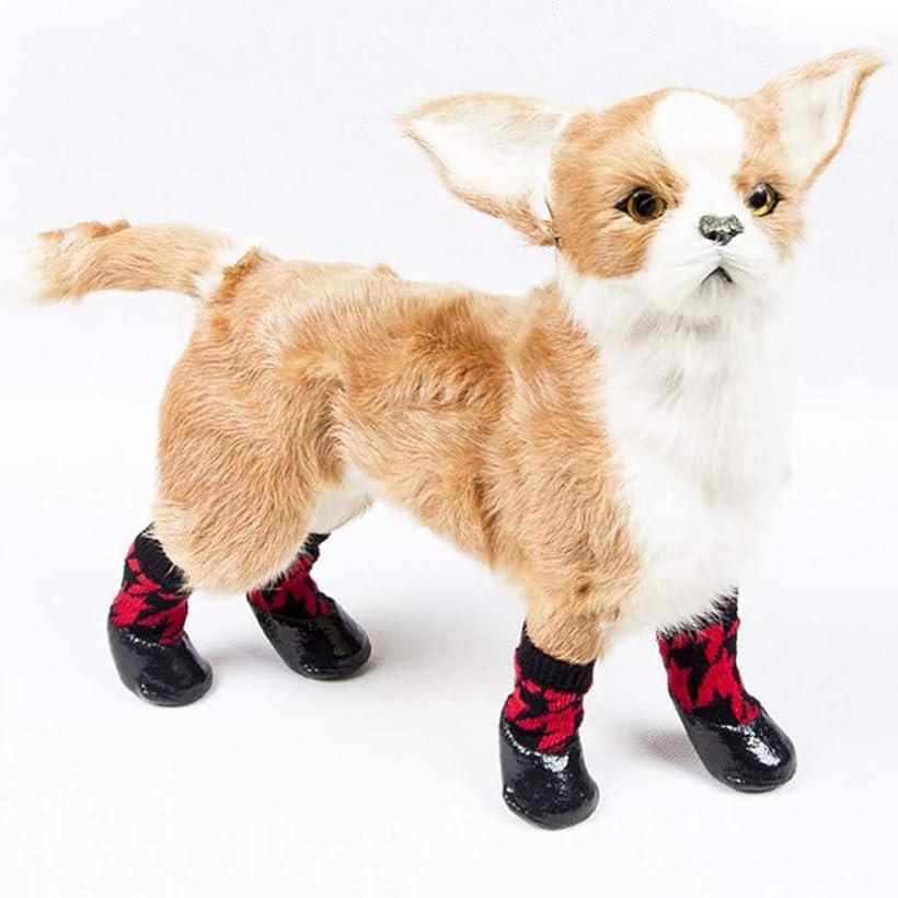 お手頃価格 犬 用 靴下 散歩 お出掛け ソックス 肉球保護 防水 滑り止め 付き ブラックxグレーxイエロー 5号 Qdtek Vn