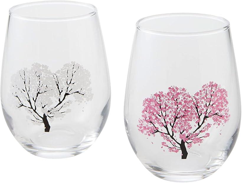 楽天市場 温度で絵柄が変化する 冷感桜 フリーグラス ペアセット 箱入 直径62mmx高さ102mm Reapri